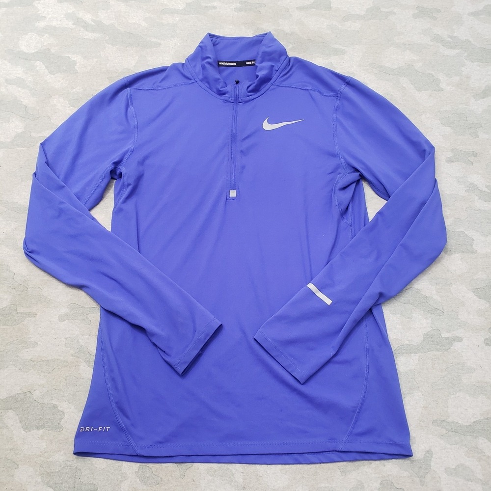 Nike Running‎ Top Womens Small Blue Dri-Fit Long Sleeve Quarter Zip Outdoors